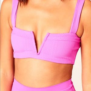 L*Space Women's Lee Lee Bikini Top+POINTELLE RIB COURT Bottom -Bright Fuchsia